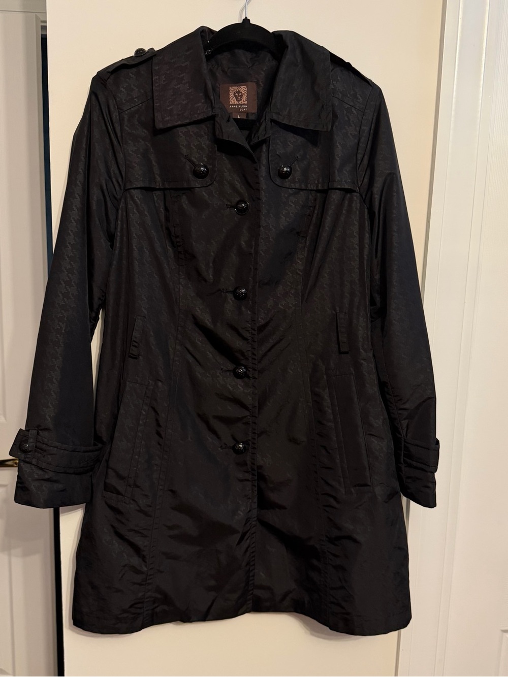 Anne Klein Black Trench Coat with Button Front large